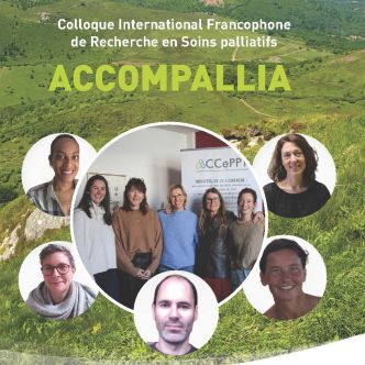 Visuel du colloque accompallia avec une photo de volcans d'auvergne et des visages