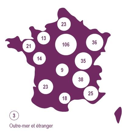 Carte répartition chercheurs 2022